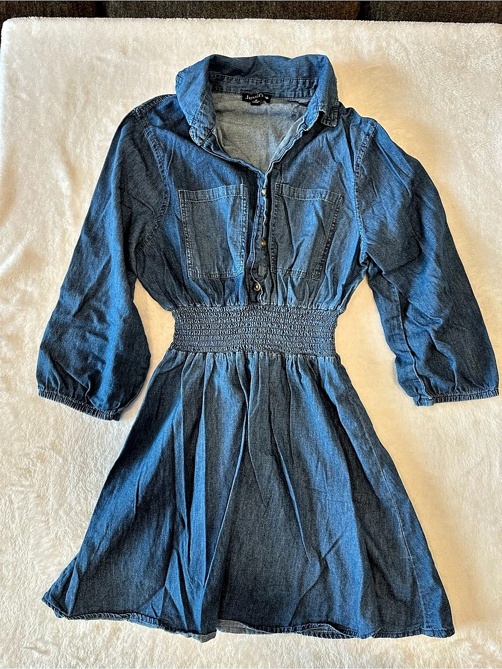 Justify Denim-Style Mini Dress in Blue Size Small